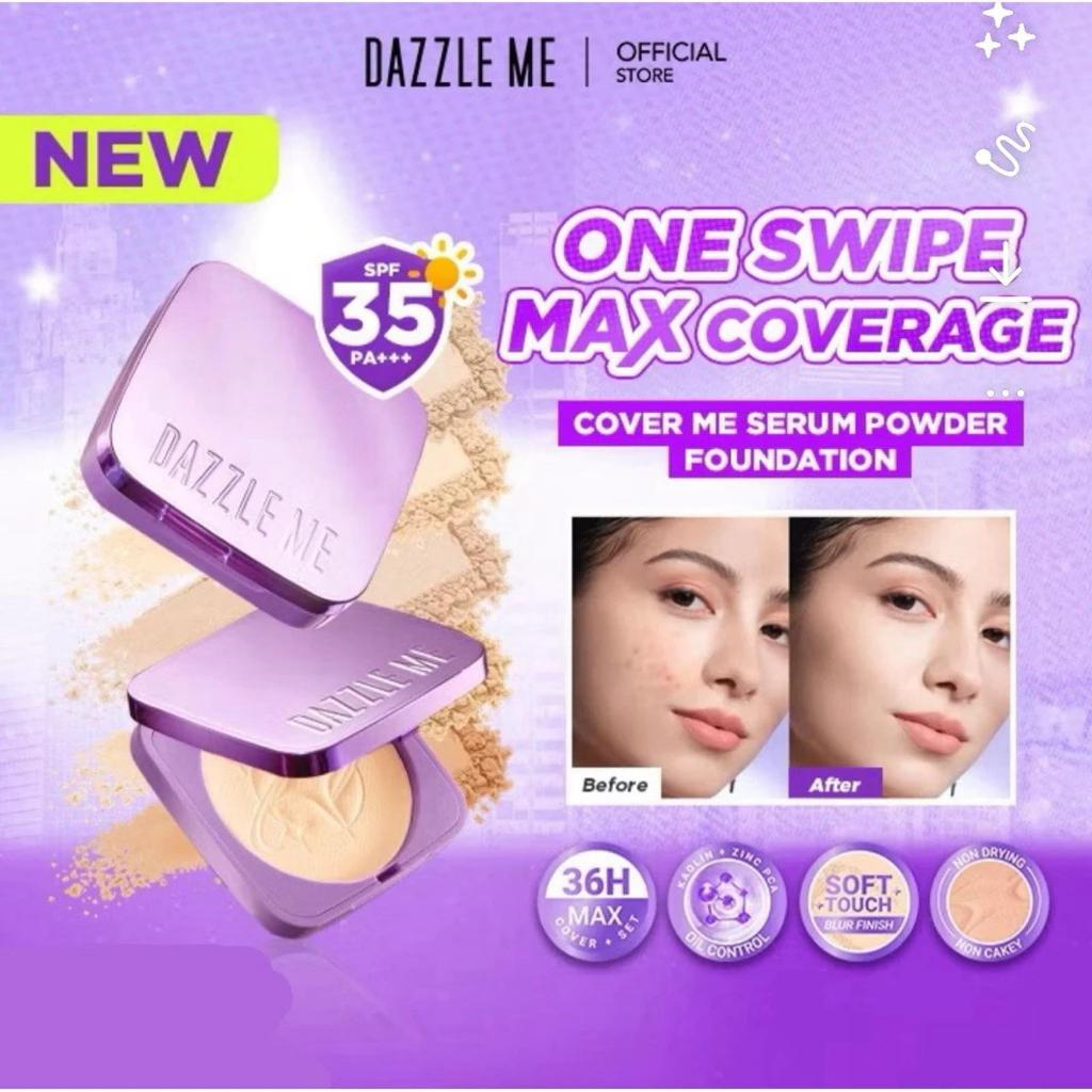 Dazzle Me Cover Me Serum Powder Foundation SPF35 PA+++ Bedak Padat Infused High Coverage One Swipe M
