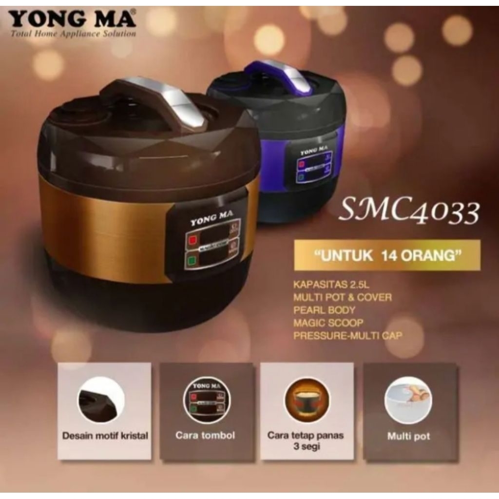 Magic Com Rice Cooker 2.5L Yong Ma SMC 4033 Anti Lengket