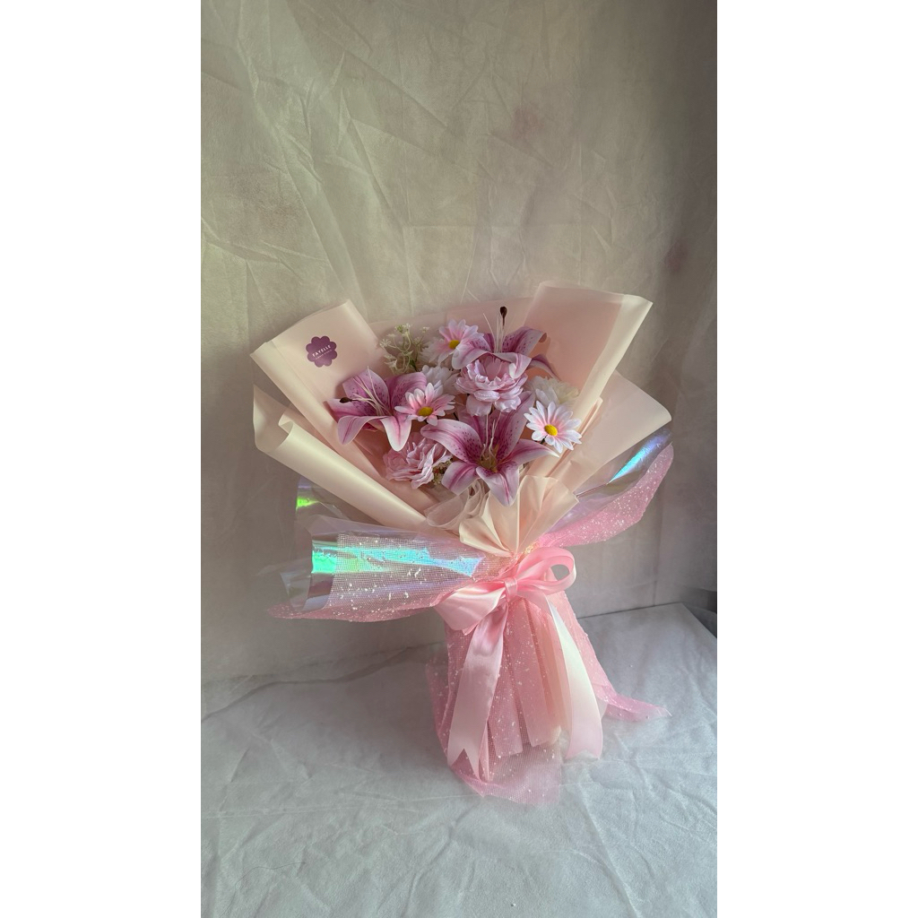 [READY STOCK] Pink Lily Bouquet - Buket Bunga Lili Artificial