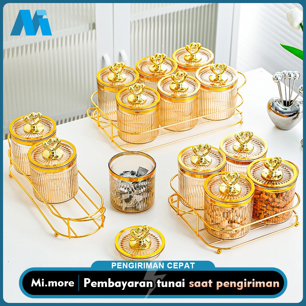 Set Toples Mewah dengan Baki/ Dapur Set Tangki Penyimpanan Toples /Segel Plastik Guci Makanan Kotak 