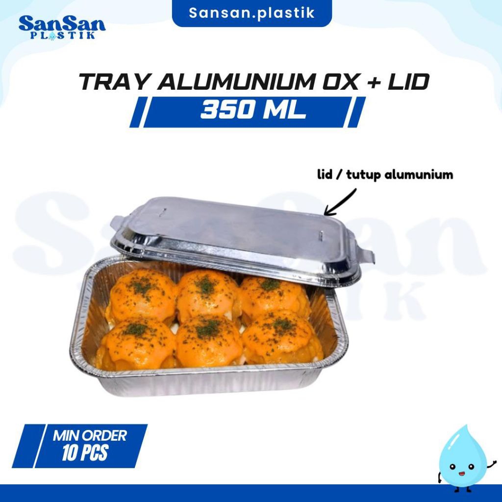 Alumunium Foil Tray Kotak OX-350 + Tutup Alumunium / Tray Alumunium Ox 350 + Tutup Alumunium