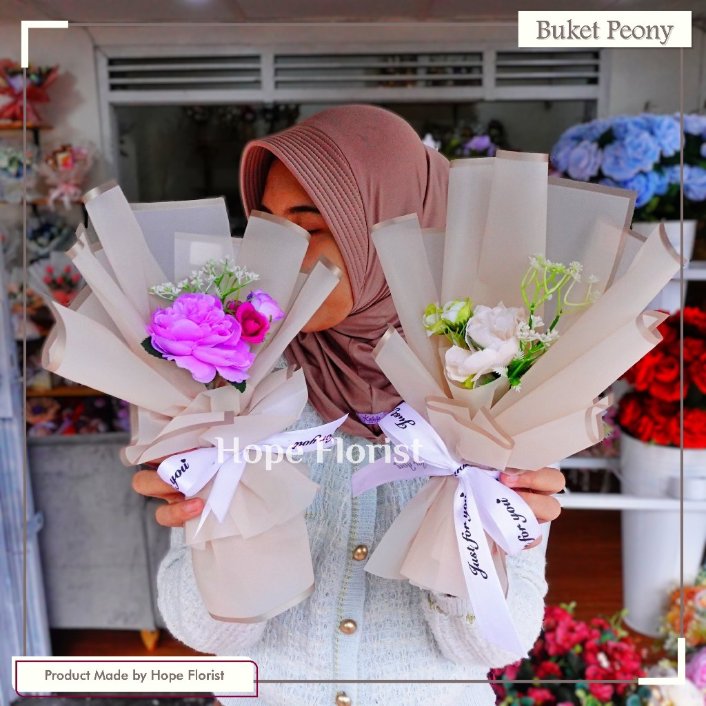 Buket Bunga Peony Kecil Super / Buket bunga Artificial peony kecil / buket wisuda / buket lamaran