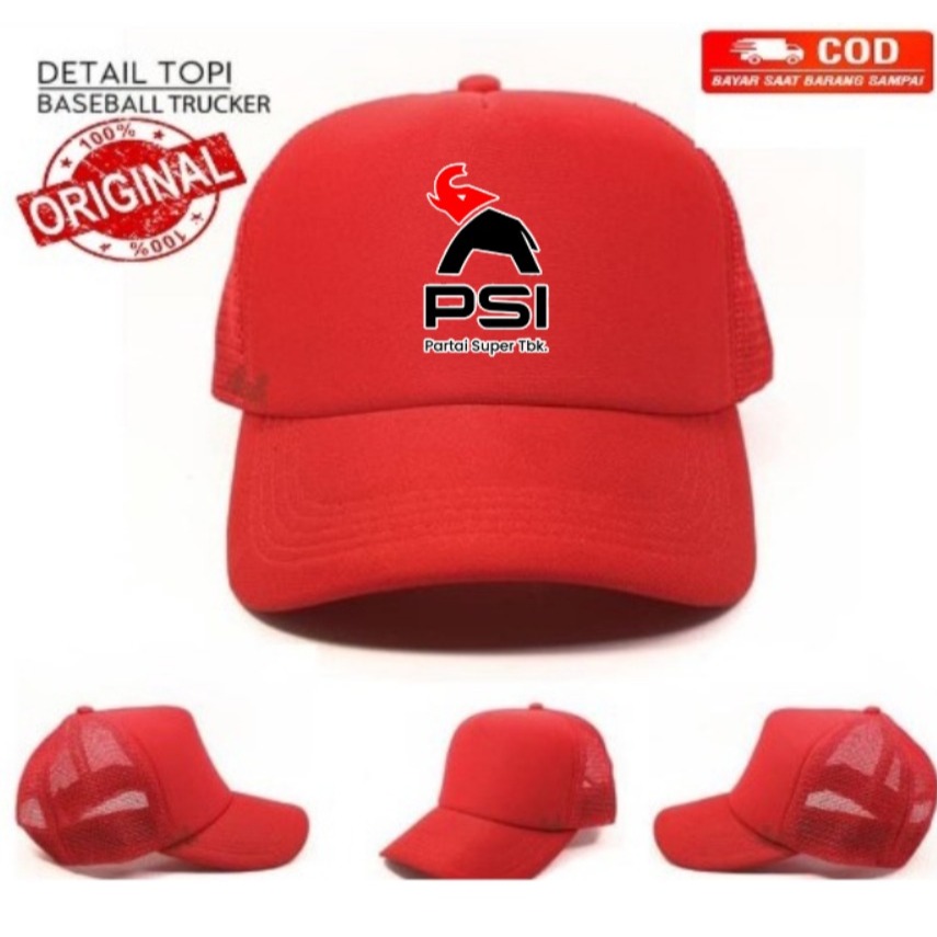 Topi Trucker Jaring Hat Distro Gajah PSI Partai Solidaritas Indonesia politik pemilu Super Tbk souve