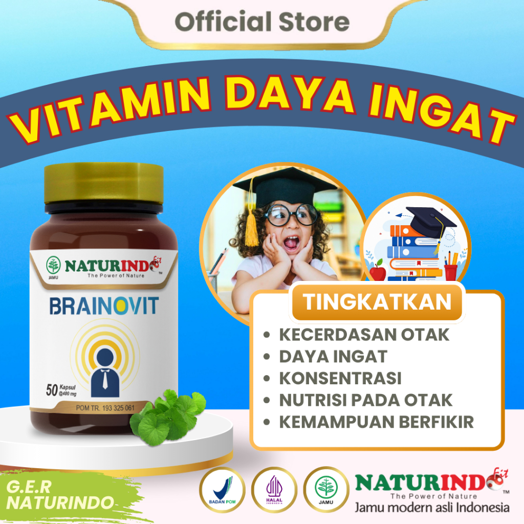 BRAINOVIT Vitamin Daya Ingat Kecerdasan Otak Suplemen Daya Ingat Anak & Dewasa GER NATURINDO
