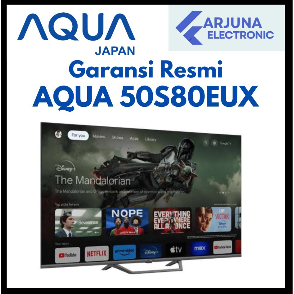 AQUA AQT50S80EUX/50S80 4K QLED TV GOOGLE TV 50 INCH