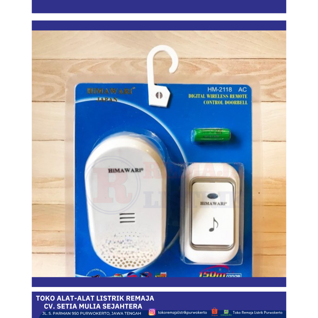 Bell Pintu Rumah Wireless AC 1 Tombol Himawari
