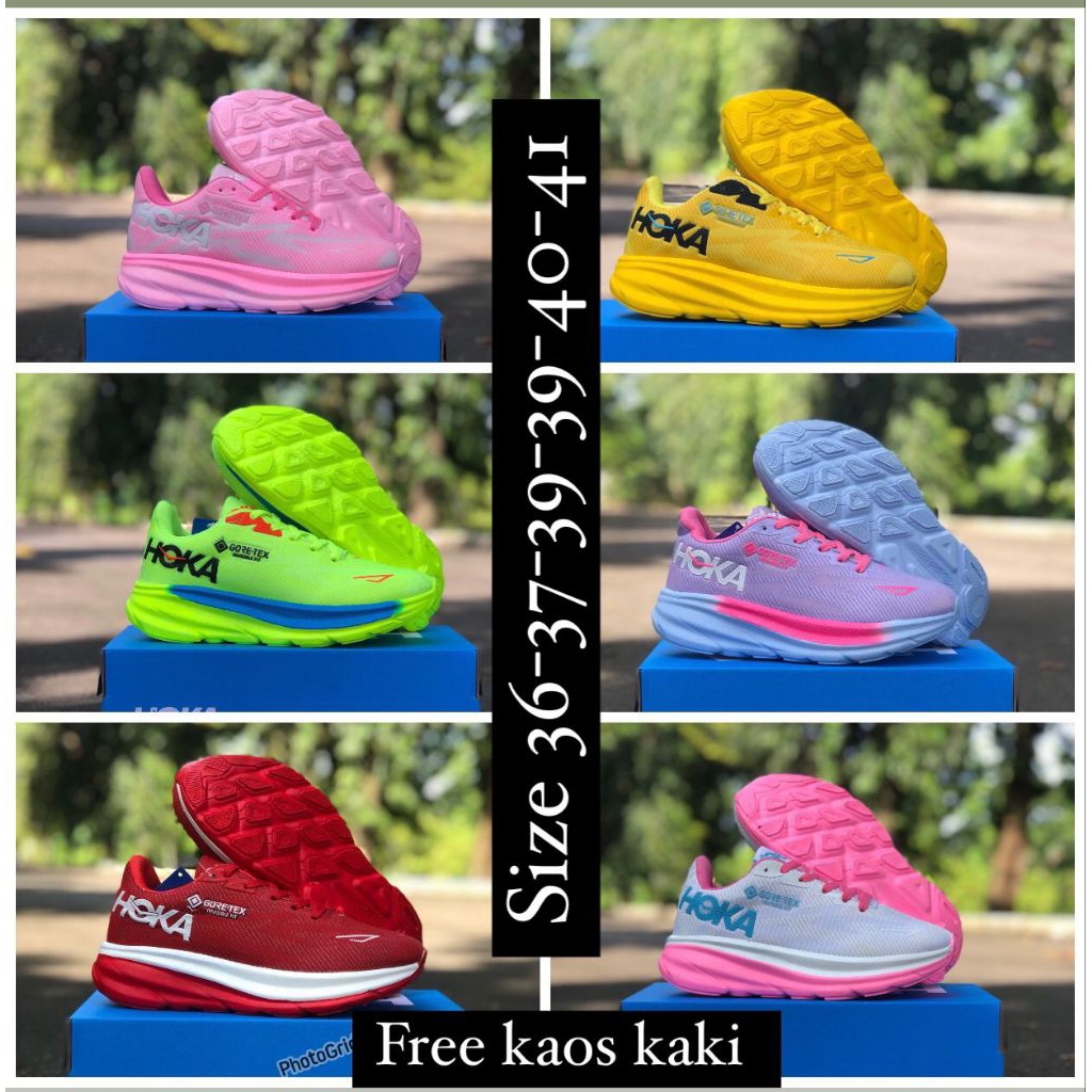 Sepatu wanita hijau stabilo running