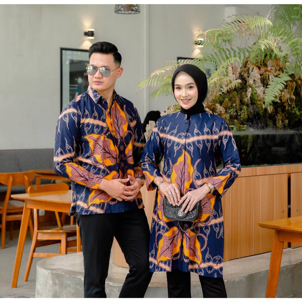 Benang Raja Batik Couple Pria Wanita Katun Daun Lompong