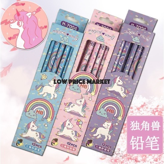 Pensil Set Motif Unicorn Anak Sekolah Alat Tulis Kerja Kuliah