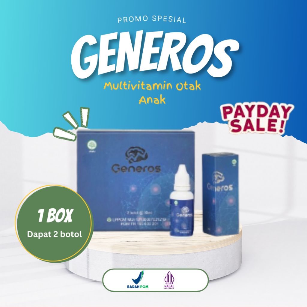 GENEROS Vitamin Otak Asli Original 1 Box Isi 2 Botol bantu anak speech delay Halal BPOM