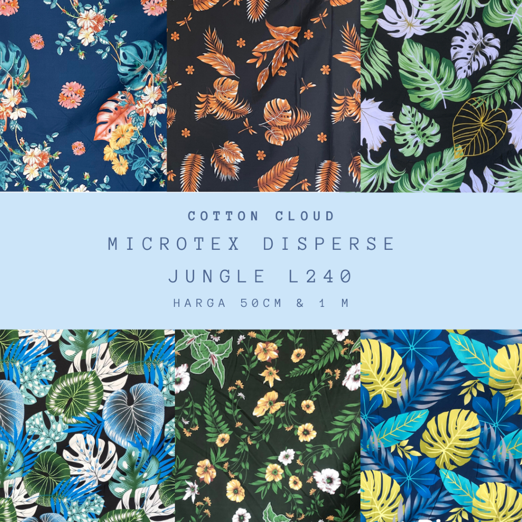 COTTON CLOUD - Kain Katun Disperse Microtex Jungle Floral Janda Bolong  - Kain Sprei Motif 100GSM Me