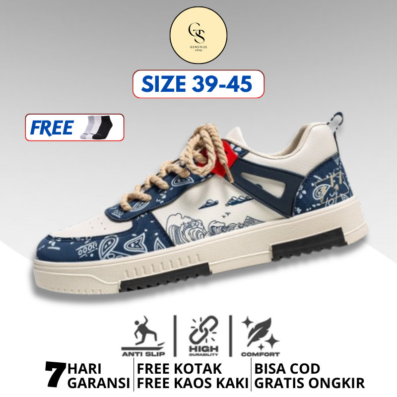 GendhizeStore Sepatu Sneakers Pria Cowok Kece Keren Remaja Dewasa Casual Santai Fashionable Ootd Sty