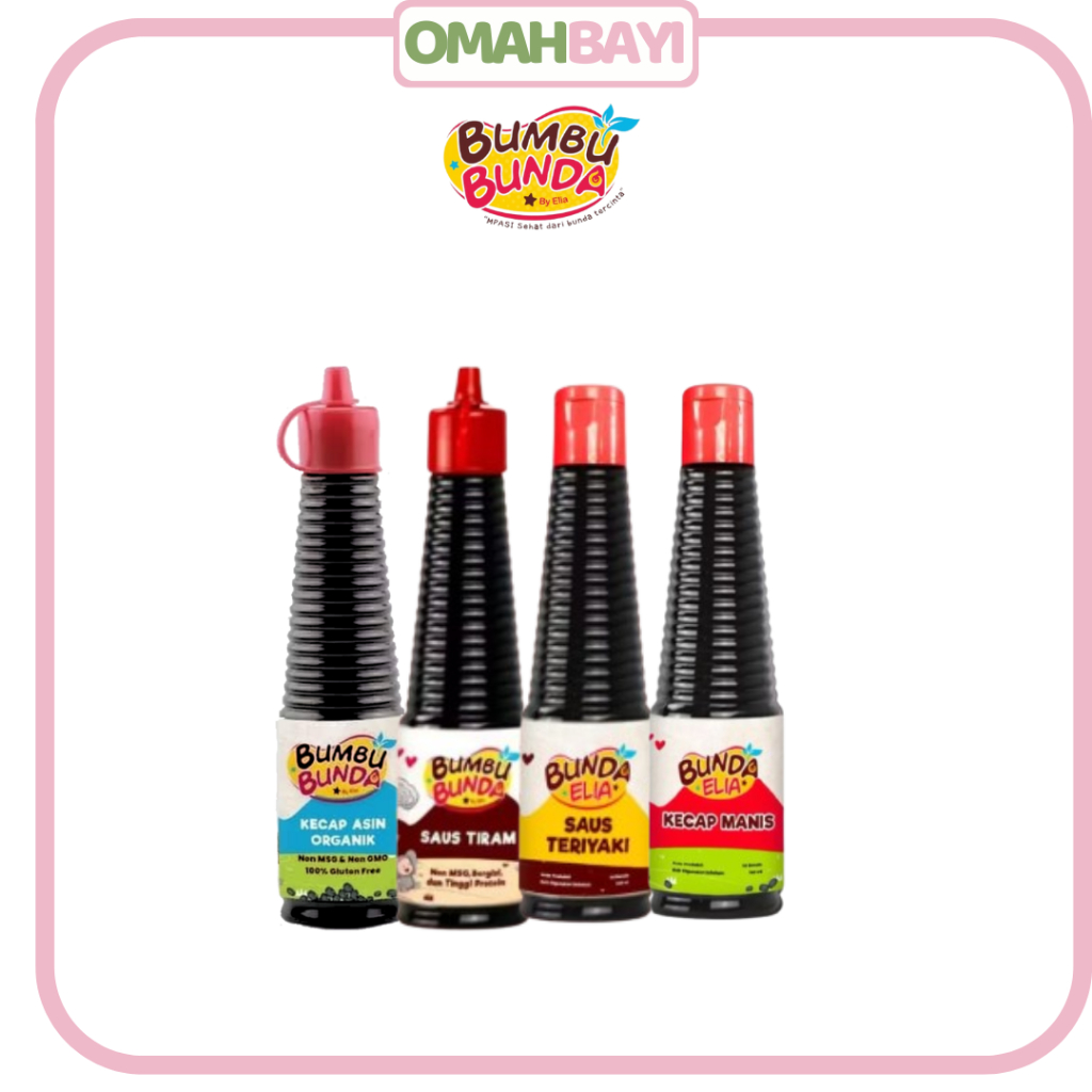 OMAHBAYI - Bumbu Bunda Kecap Manis, Kecap Asin  Saus Tiram Saus Teriyaki Organik 140ml Non MSG Non P