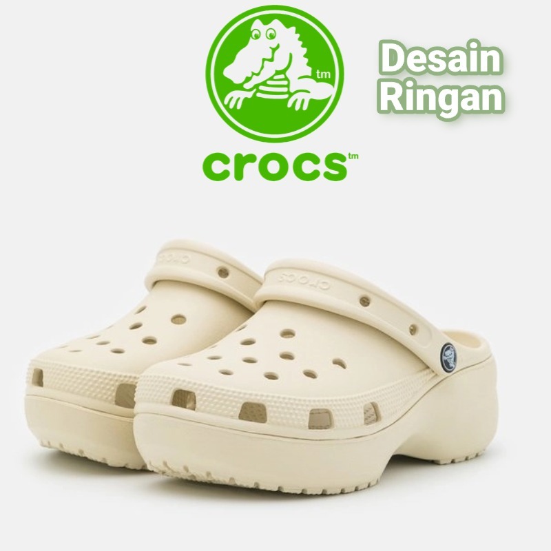 Sunny Delights Crocs ORIGINAL CROCS UNISEX CLASSIC PLATFORM CLOG Sandal Crocs Wanita Classic Clog- B