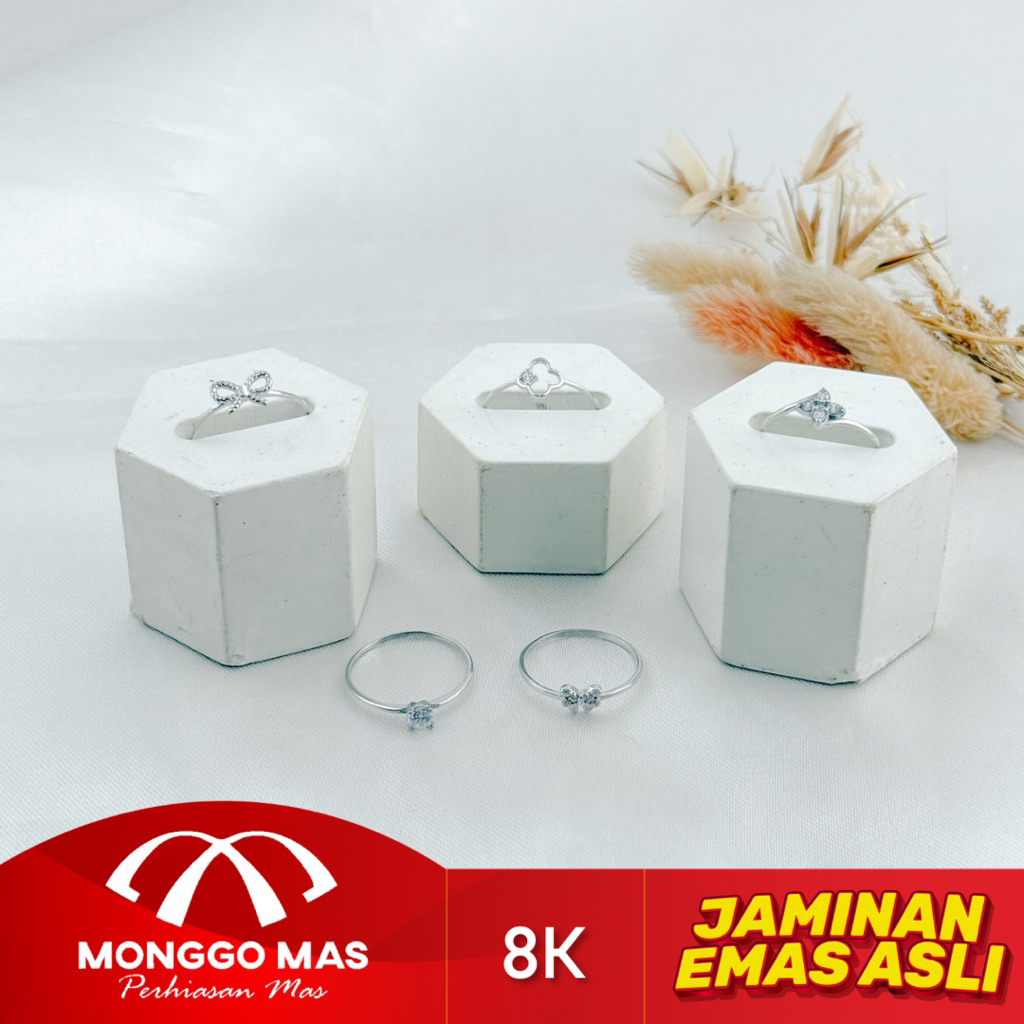 Cincin Putih Model Mata Mas STW Kadar 375 (8k)