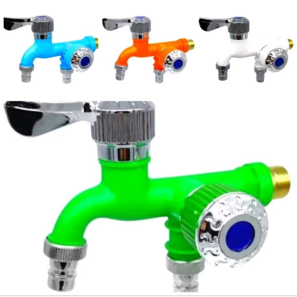 kran 1/2 inch kran air double cabang kran cabang plastik