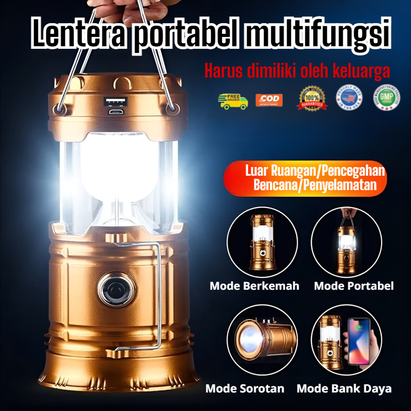 Lampu Tenda Outdoor Portabel Tahan Air Tenaga Surya/Lampu Camping Tenaga Surya Multifungsi/Lampu Gan