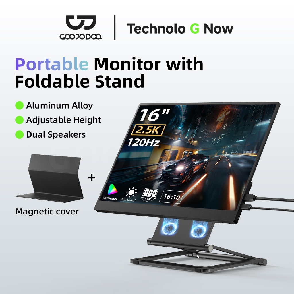 Goojodoq Magnetic bracket Monitor Built-in dual speakers for 100%sRGB Laptop 16'' 4K FHD 178° wide-a
