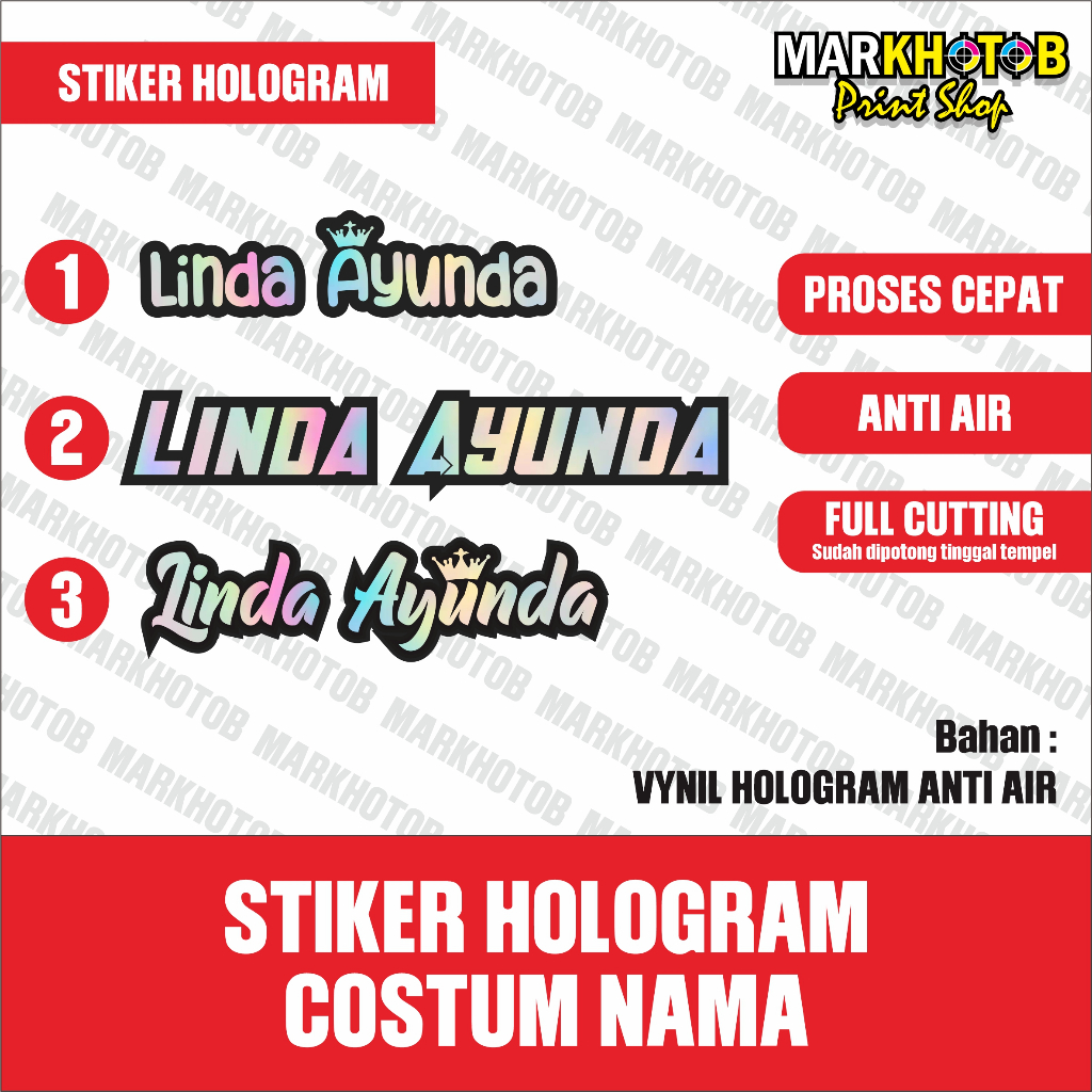 STIKER CUSTOM NAMA HOLOGRAM | STIKER HOLOGRAM CUSTOM  | ANTI AIR | TERMURAH