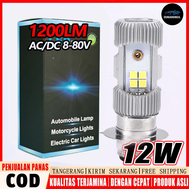 COD LAMPU DEPAN MOTOR LED LAMPU LED 2SISI H6 ARUS DC P15D M5 BST BOHLAM LAMPU DEPAN MOTOR LED HS1 H4