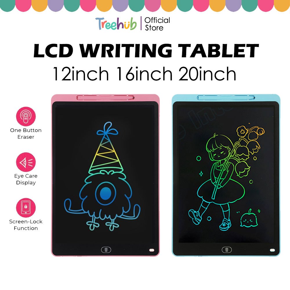 Treehub LCD Writing Drawing Tablet 20/16/12 inch Colorful Tablet Papan Tulis Anak Mainan