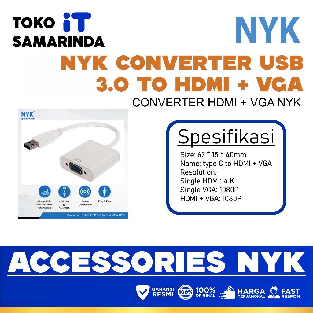 Nyk Conventer Usb 3.0 TO HDMI + VGA
