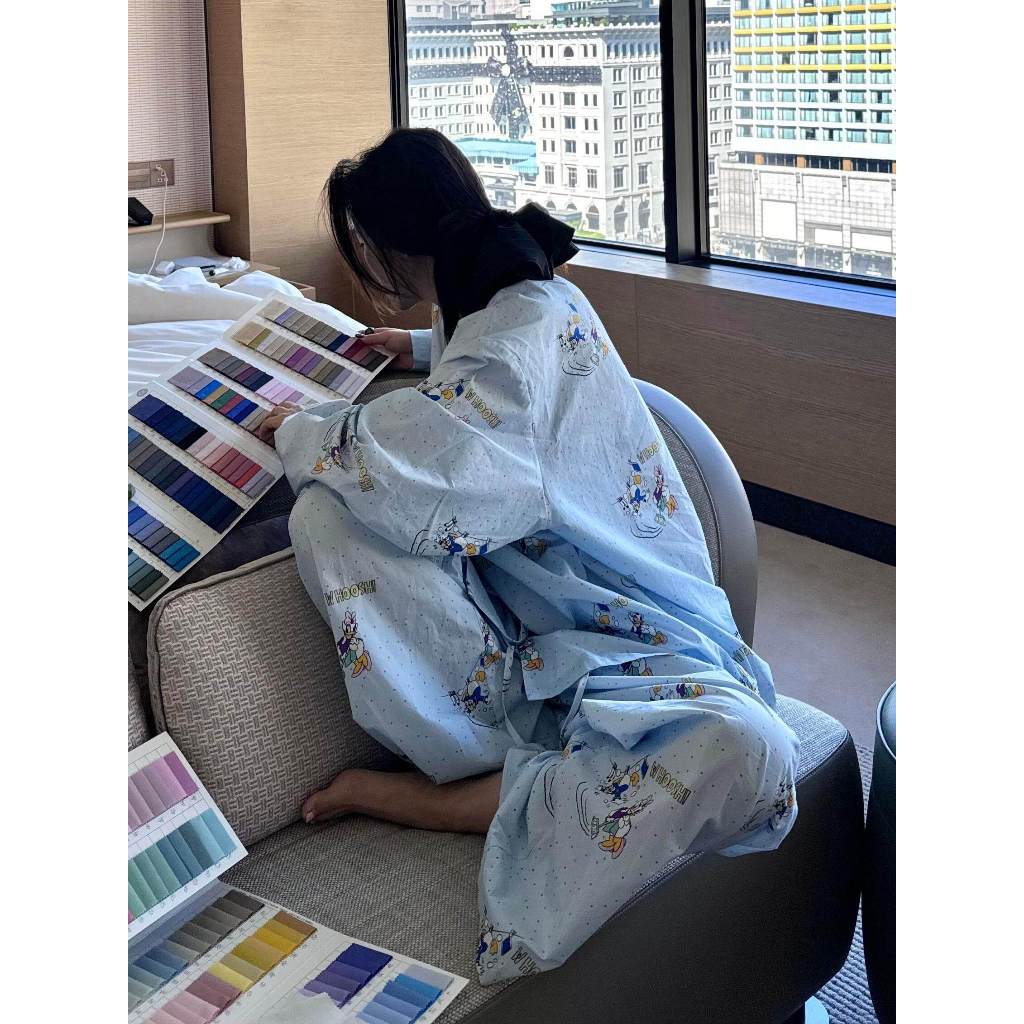 [Setelan Tidur] Baju Tidur Wanita Donald Bebek Lengan Panjang Celana Panjang Musim Semi Ganjil Canti