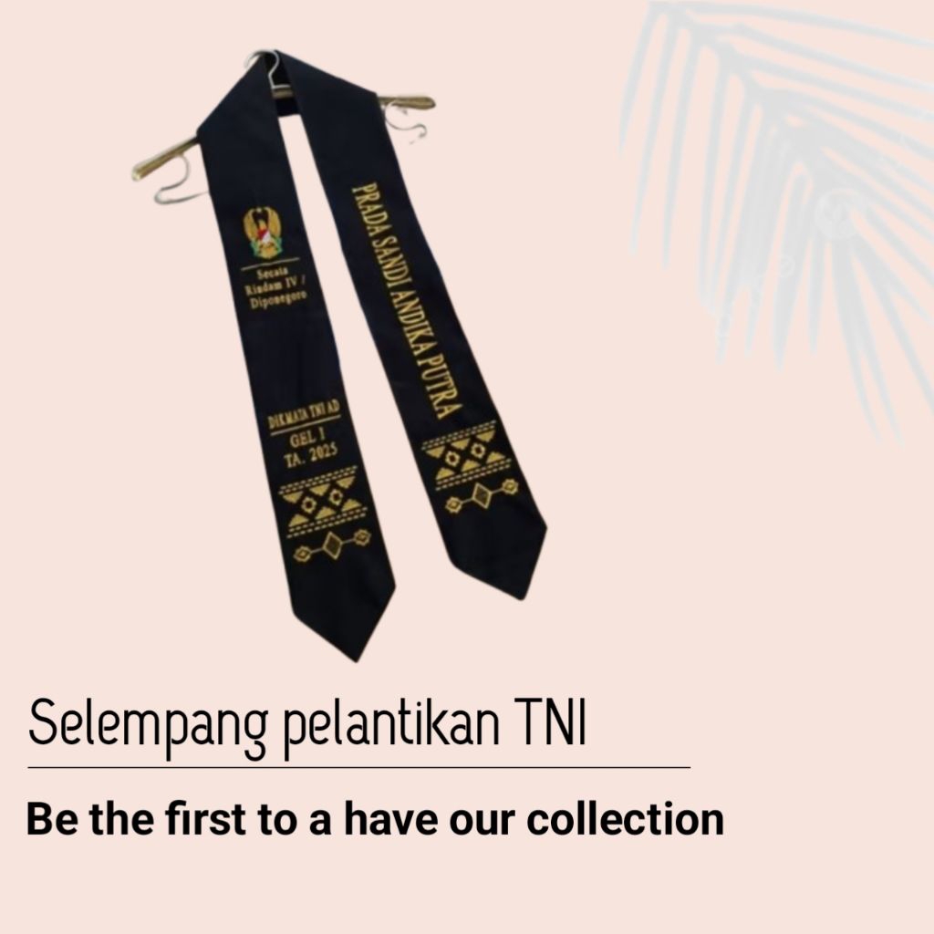 Selempang pelantikan TNI Motif Batik & Logo Berwarna