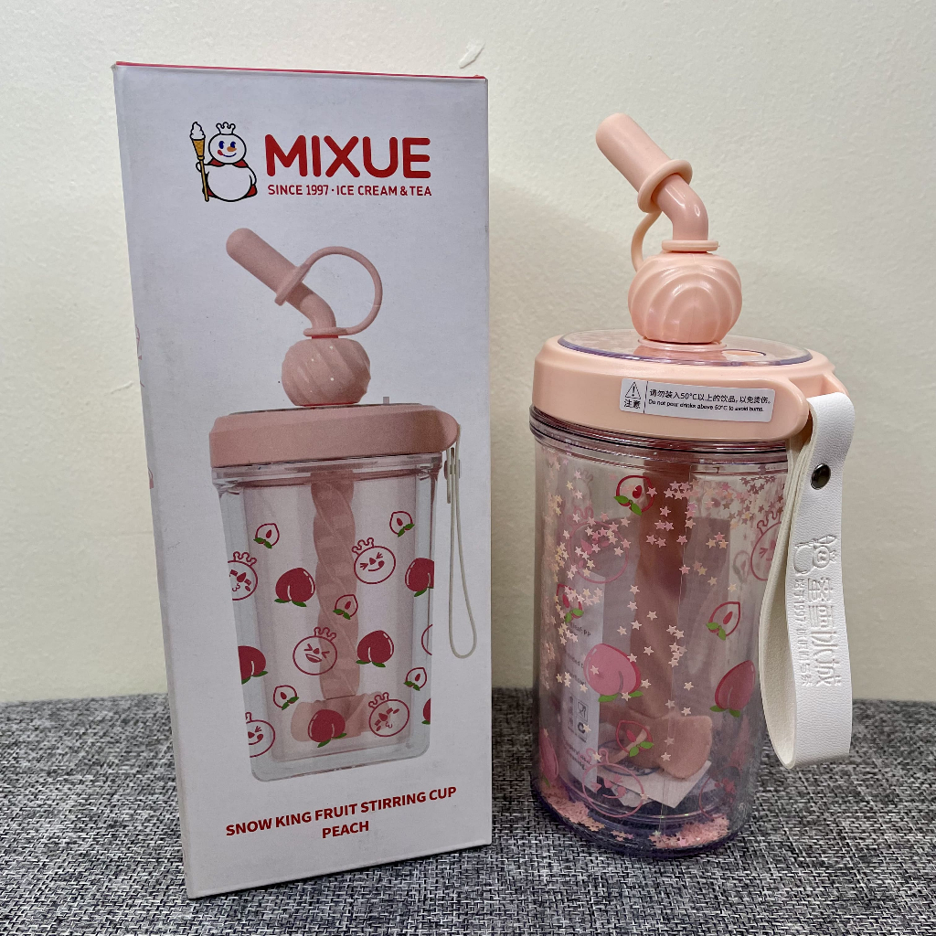 Mixue Snow King Botol Minum Anak Tumbler 330ml Fruit Stirring Original 500ml Model Buah Sedotan New 