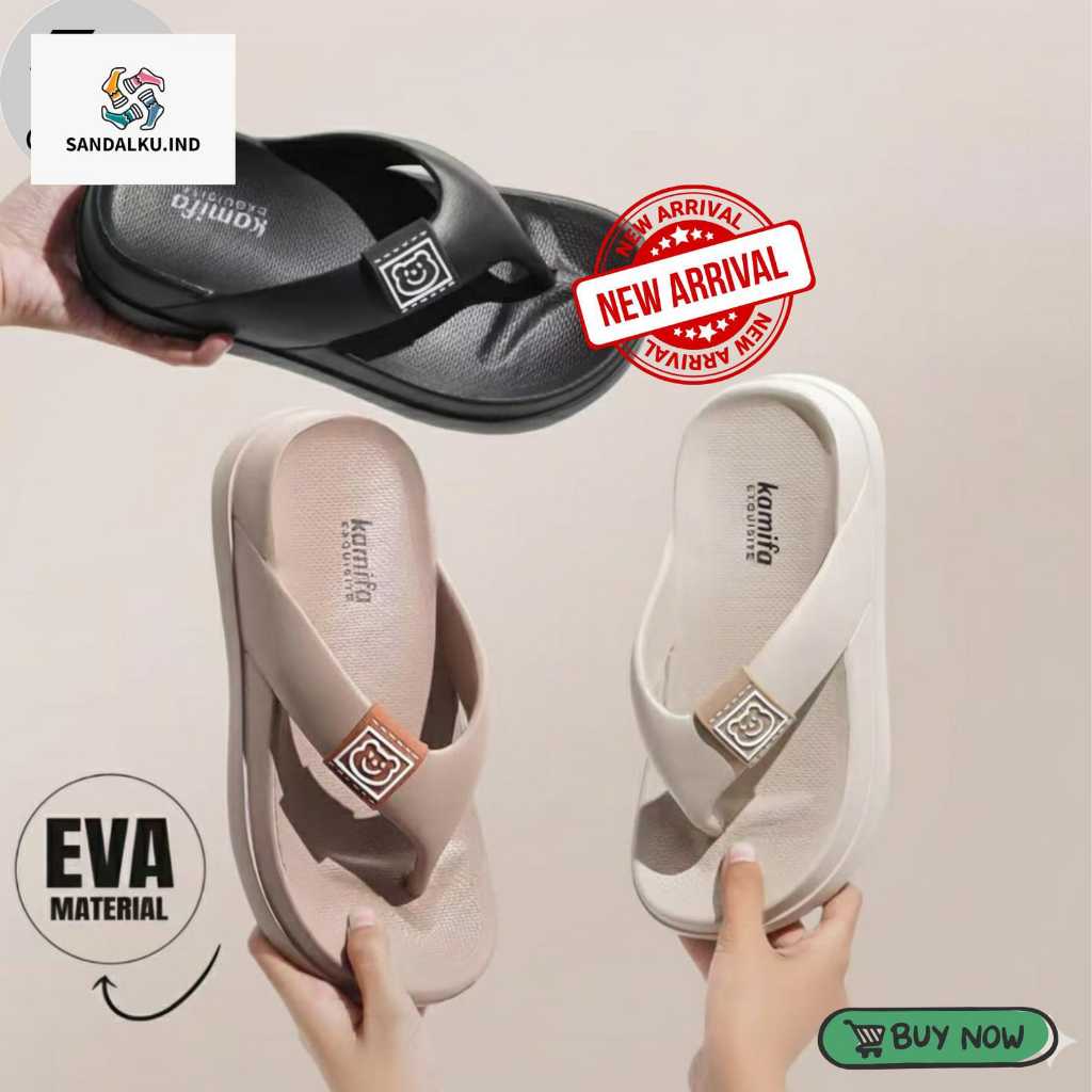Sandal wanita jepit remaja kekinian model beruang