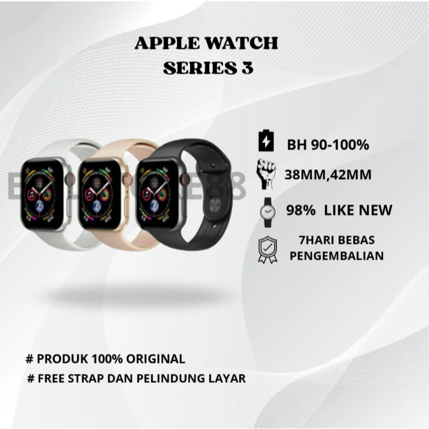 Apple Watch/iWatch Series 3 38MM/42MM S3 Second Original 100% Fullset Bergaransi Ex Internasional