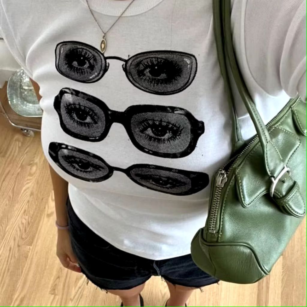 Glasses Crop Top Retro y2k
