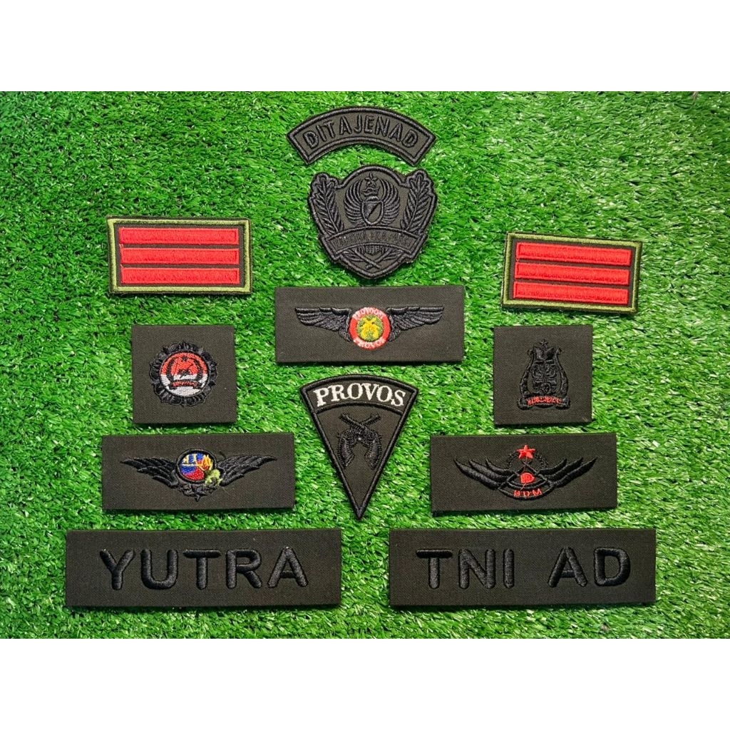 Full 1 Set Atribut Bordir Papan Nama PDL TNI AD,AL,AU