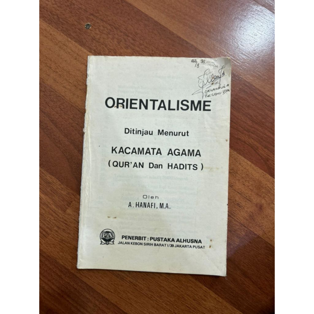 buku ORIENTALISME Oleh A HANAFI