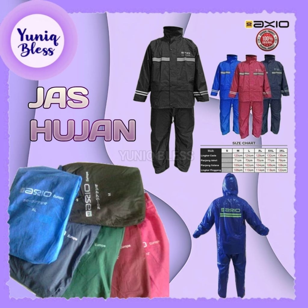 Jas Hujan Axio Jas Hujan Model 822 Waterproof Windproof Bahan Taslan Rangkap 2 Doble Layer Plus Tas