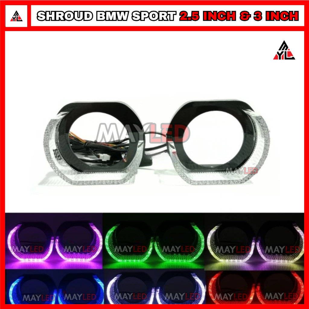 Lampu Shroud BMW SPORT 2.5 Inch 3 Inch Acrylic 5D glory RGB Shroud Lampu Biled Kristal RGB