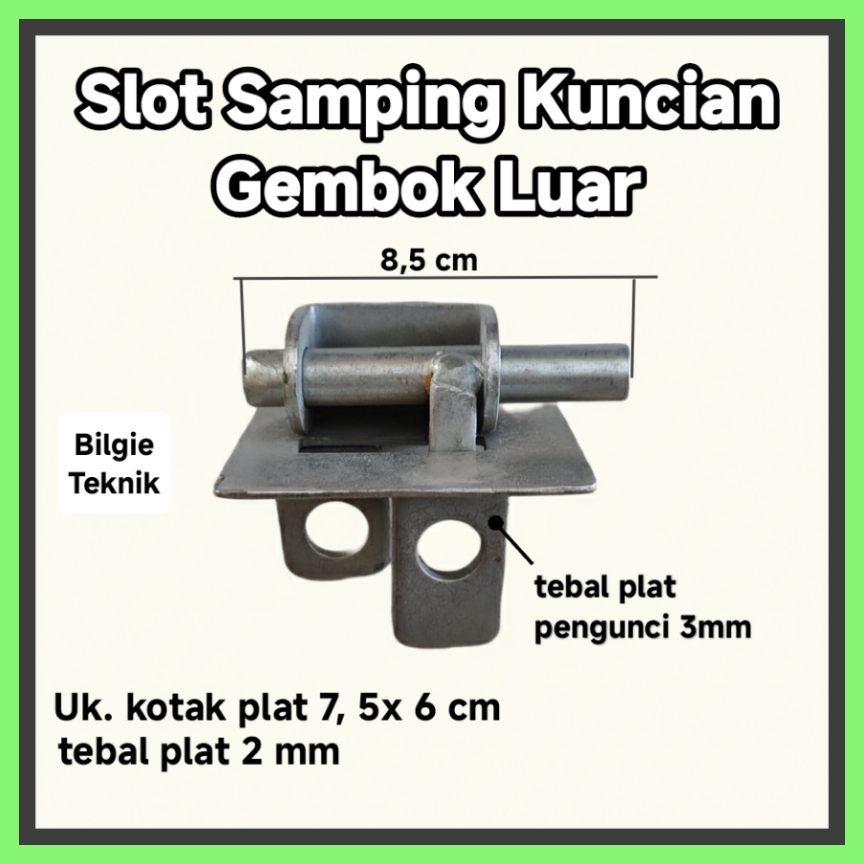 Grendel slot samping Pagar Besi Kuncian Gembok Luar