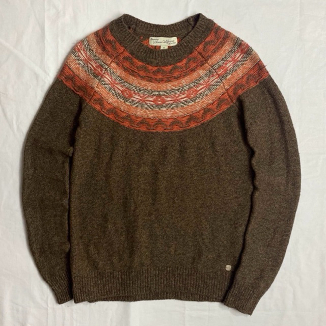 WHO AU California Knit Sweater Brown Christmas Vintage Look Rajut