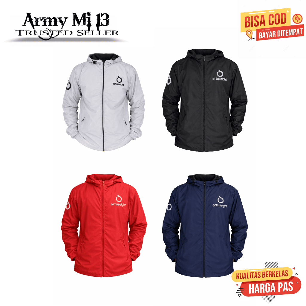 Jaket Ortuseight Original Windbreaker Parasut Ringan | Cocok Olahraga & Harian