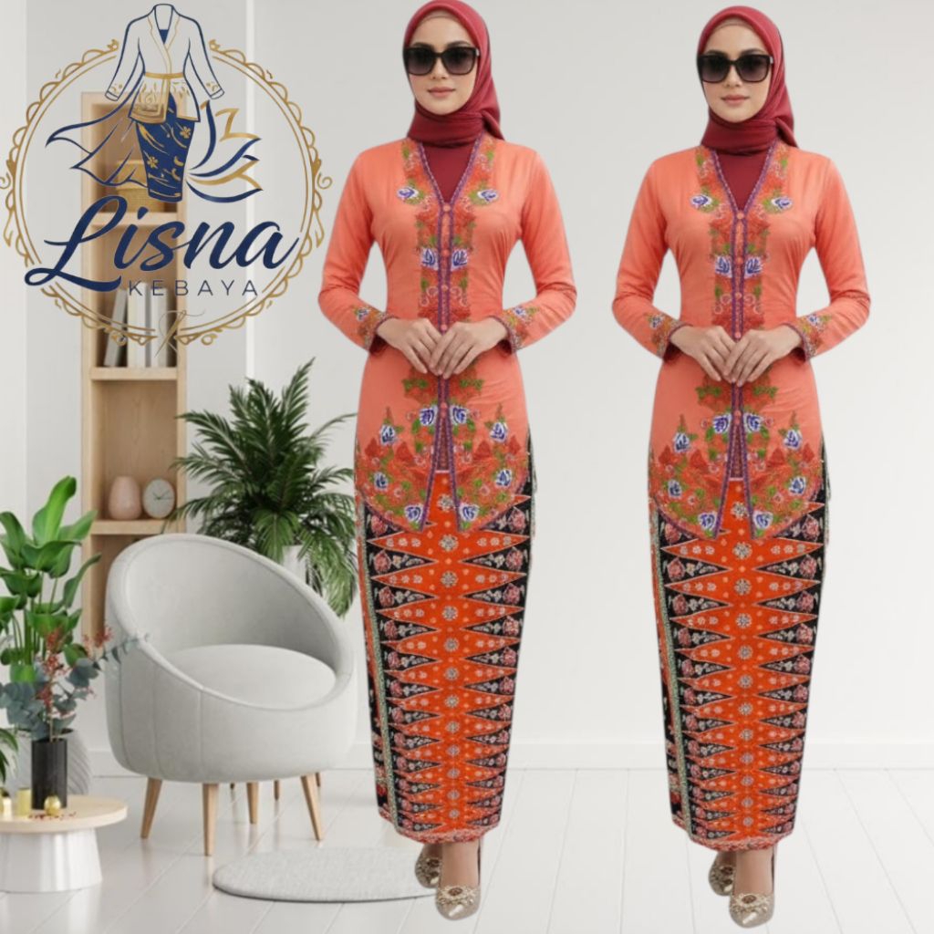 Lisna Kebaya Encim Jumbo Ld 140 Motif Bunga Lengan Panjang Model Krah Sunda Kebaya Encim TerBaru