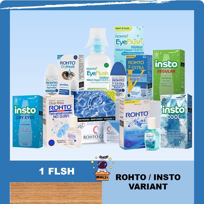 1 PCS OBAT TETES MATA ORIGINAL HALAL VARIANT INSTO REGULAR/ CENDO/ ROHTO EYE FLUSH/ MINI DOSE / EYE 