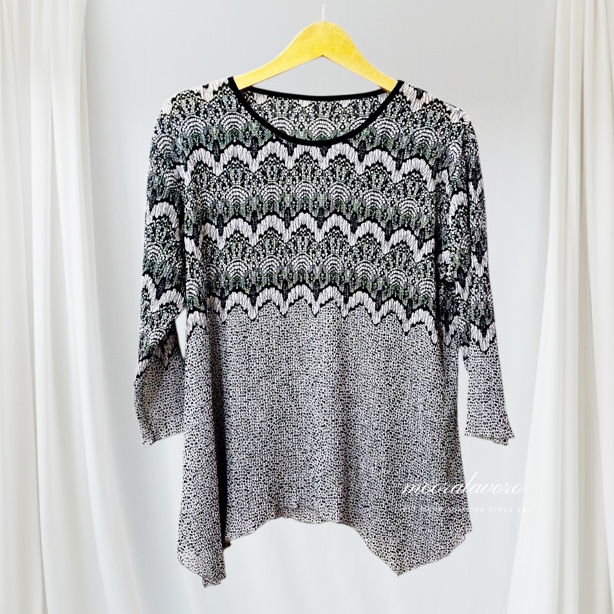 LOUVRE CROCHET LACE PRINT PLEATS LOOSE BLOUSE KOREAN STYLE READY BANGKOK PREMIUM BKK