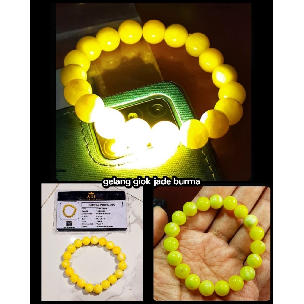 gelang batu giok kuning super kuno asli burma myanmar