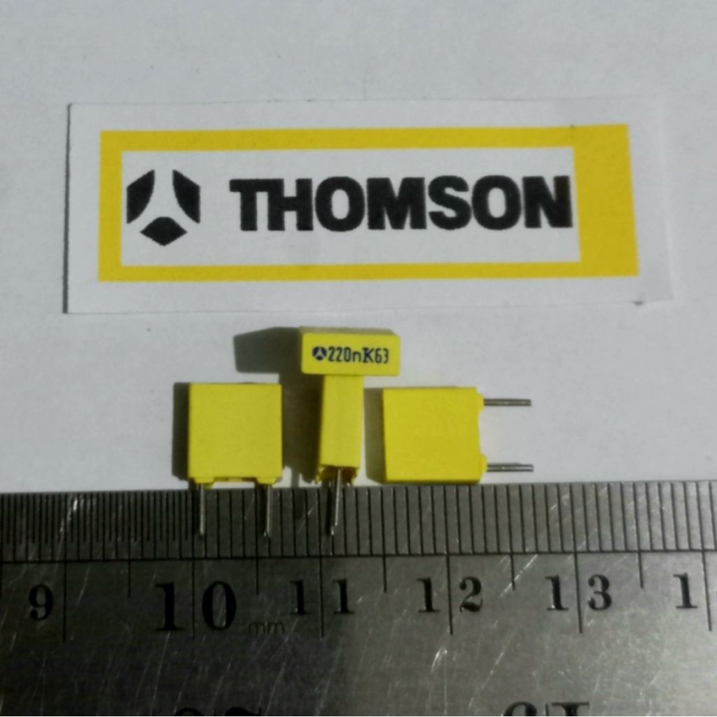 Capasitor MKM Thomson 220nF 63v 10% Kaki pendek