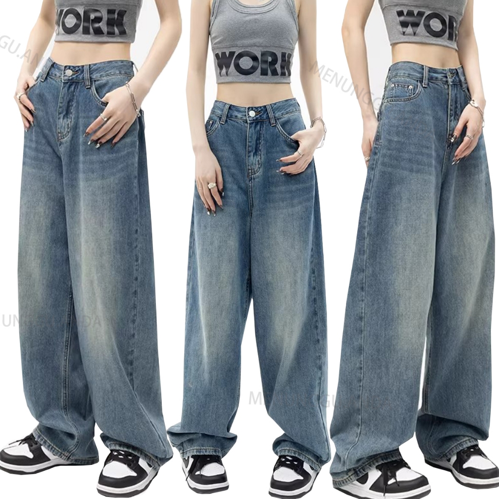 Celana jeans wanita celana panjang wanita jeans baggy celana jeans korean style wanita vintage gaya 