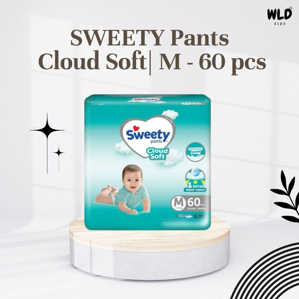 SWEETY SILVER PANTS M 60 | SWEETY SOFT CLOUD | SWEETY SILVER PANTS | PEMPERS SWEETY | POPOK SWEETY