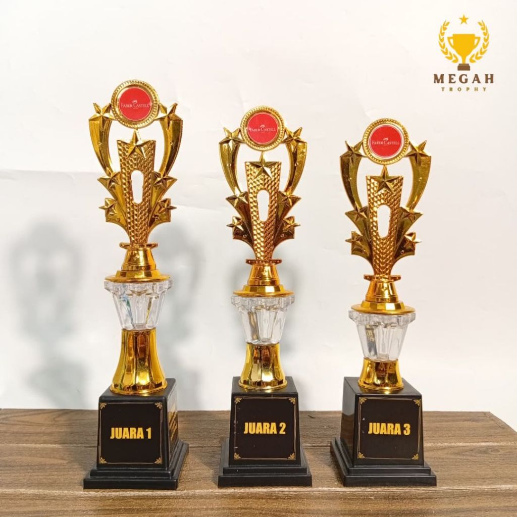 PIALA KACA MURAH SATU SET | PIALA KEJUARAAN UKURAN SEDANG CANTIK | PIALA LOMBA MATEMATIKA