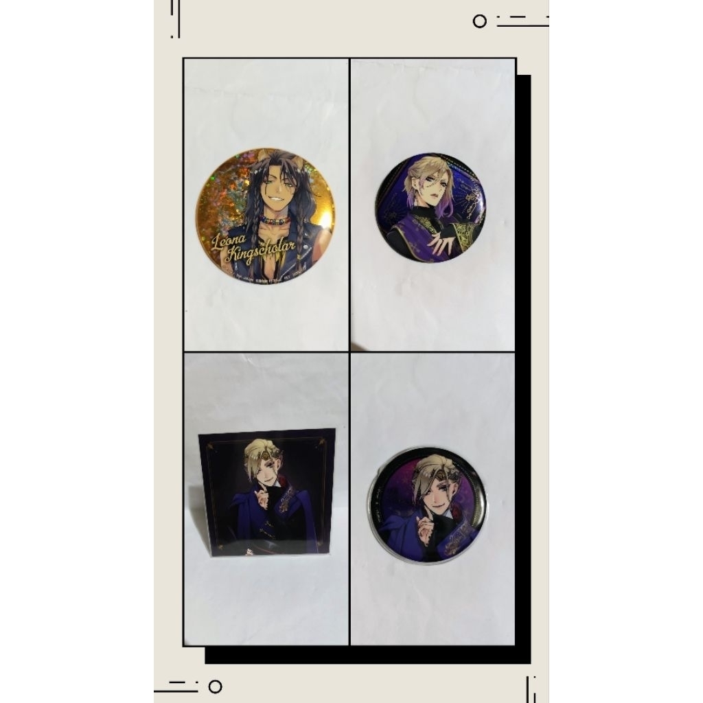 Official Merch Twisted Wonderland Can Badge Photocard Leona Kingscholar Vil Schoenheit