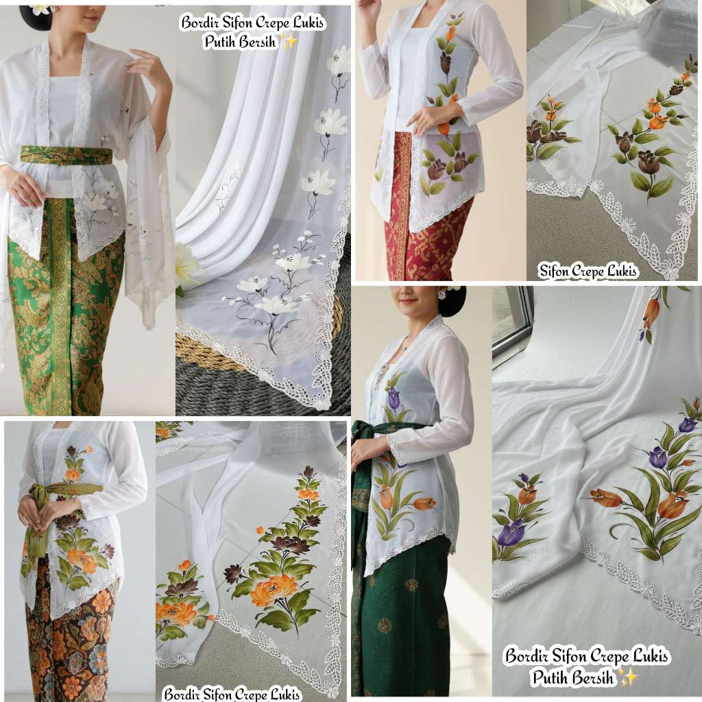 Kebaya Bordir Crep | Bordiran (Kain) | Lukis