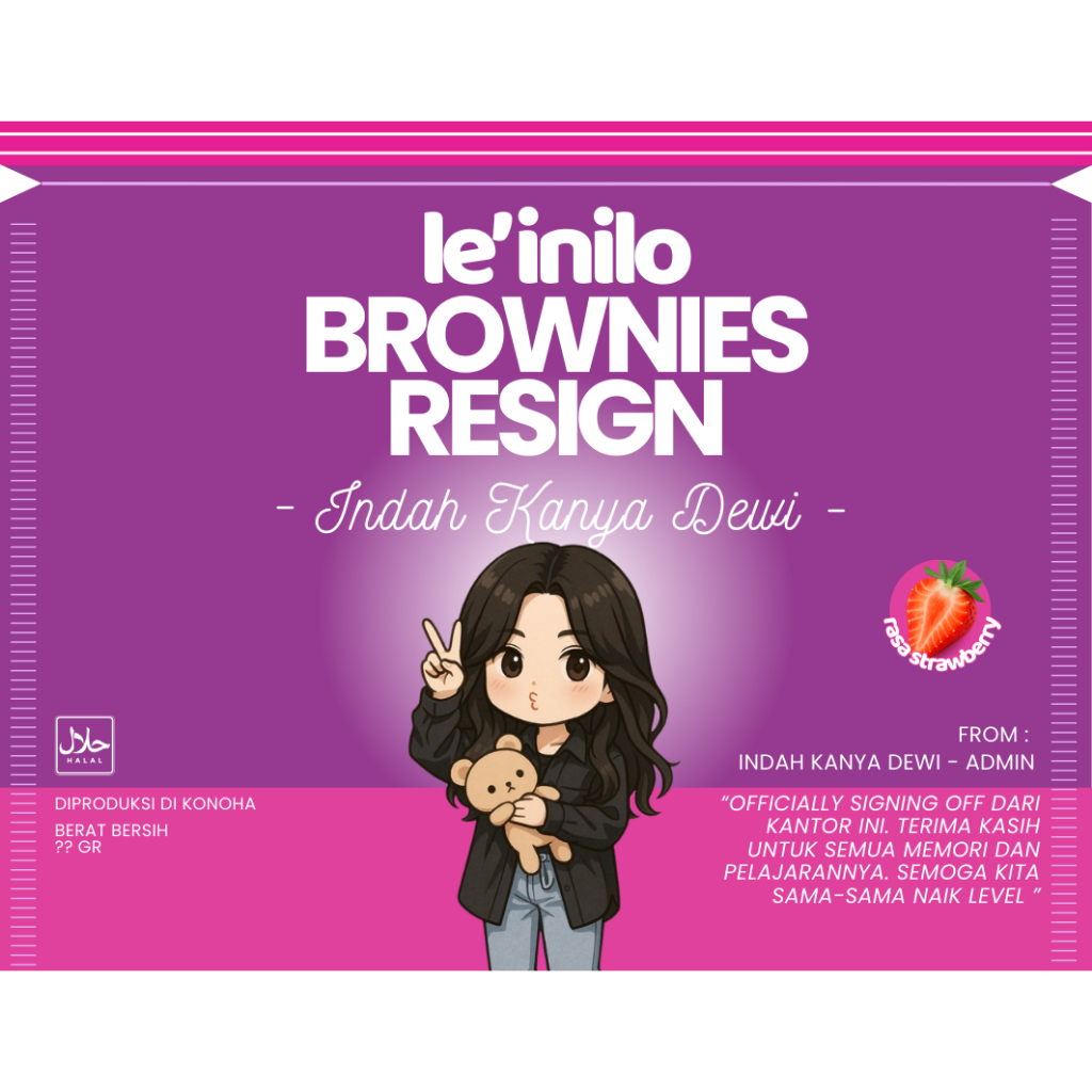 Kartu Ucapan Resign / RESIGN CARD (edisi lemonilo brownies) BISA CUSTOM TULISAN